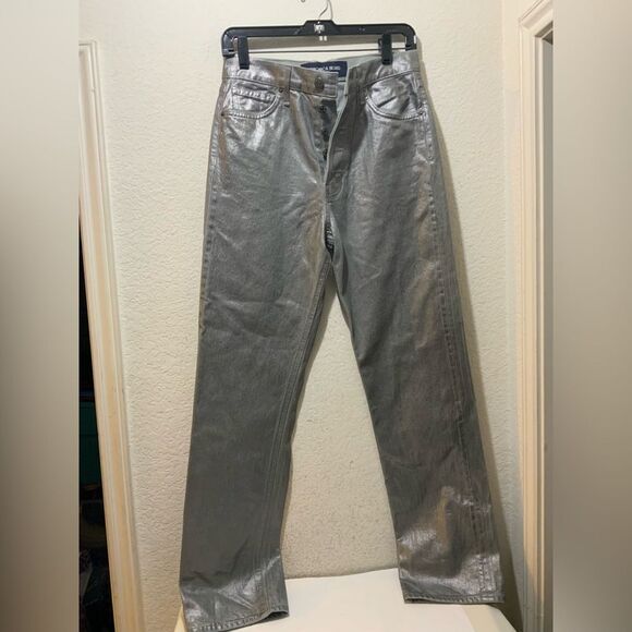 NWT Veronica Beard Daniela Straight-Leg Metallic Jeans size 26 - Picture 6 of 9